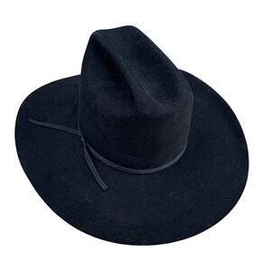 Vintage John B Stetson 4X Beaver Felt Black Cowboy Hat Sz 7 1/4 - 58 - Western